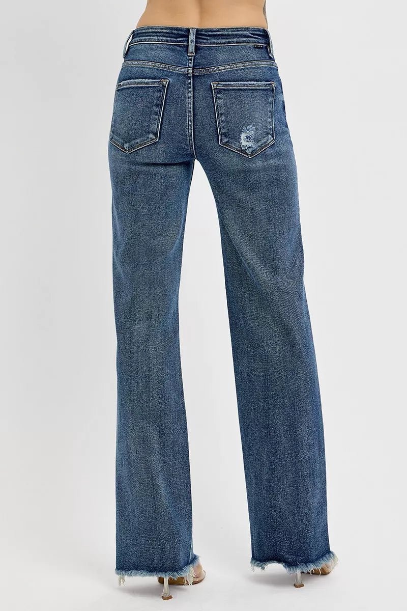 RISEN Full Size Tummy Control High Rise Long Straight Jeans Plus Size - Blu Lotus Boutique