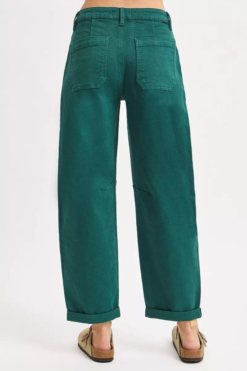 RISEN High Rise Ankle Cuffed Barrel Pants - Blu Lotus Boutique