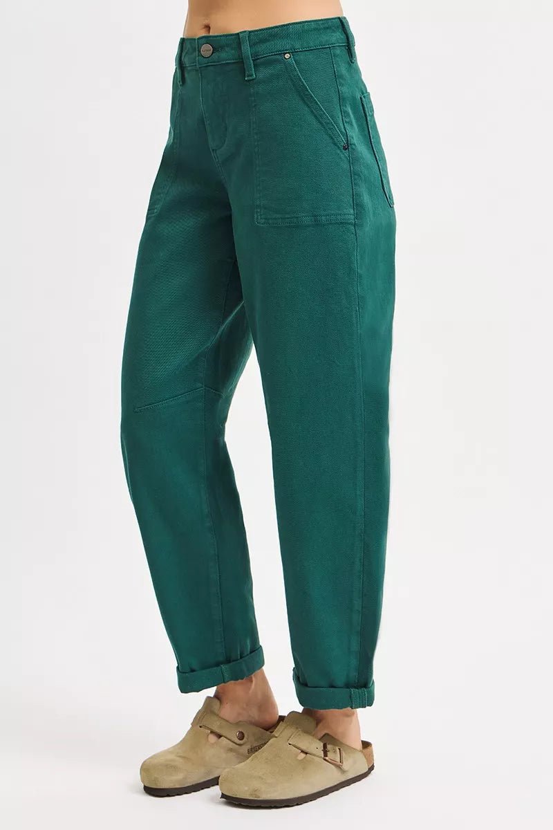 RISEN High Rise Ankle Cuffed Barrel Pants - Blu Lotus Boutique