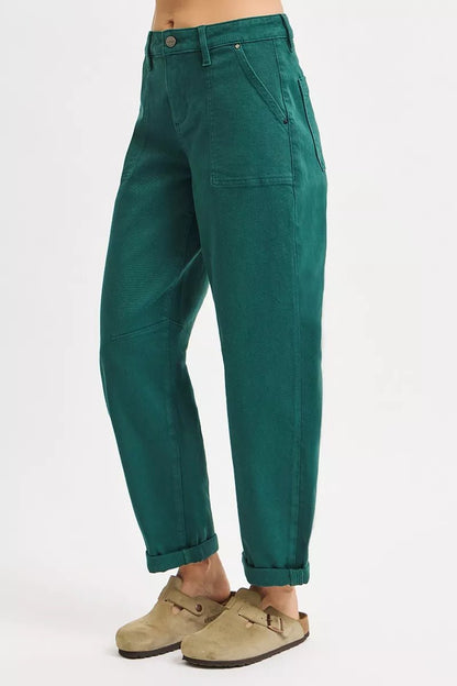 RISEN High Rise Ankle Cuffed Barrel Pants - Blu Lotus Boutique