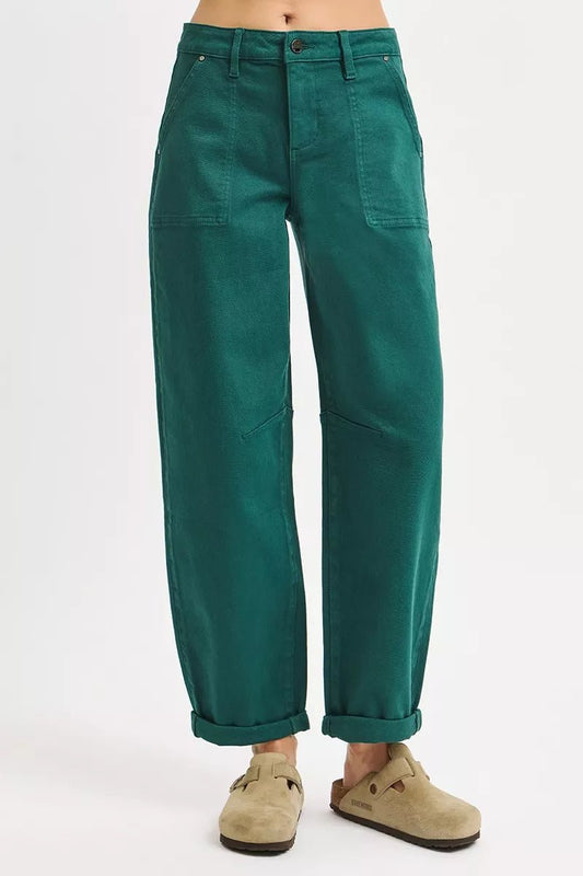 RISEN High Rise Ankle Cuffed Barrel Pants - Blu Lotus Boutique