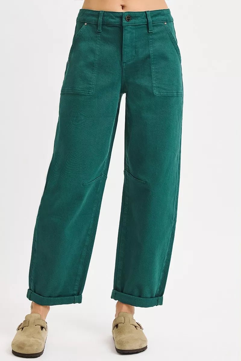 RISEN High Rise Ankle Cuffed Barrel Pants - Blu Lotus Boutique