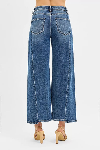 RISEN High Rise Crop Wide Leg Jeans with Step Hem - Blu Lotus Boutique