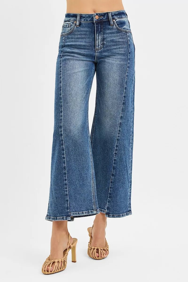 RISEN High Rise Crop Wide Leg Jeans with Step Hem - Blu Lotus Boutique