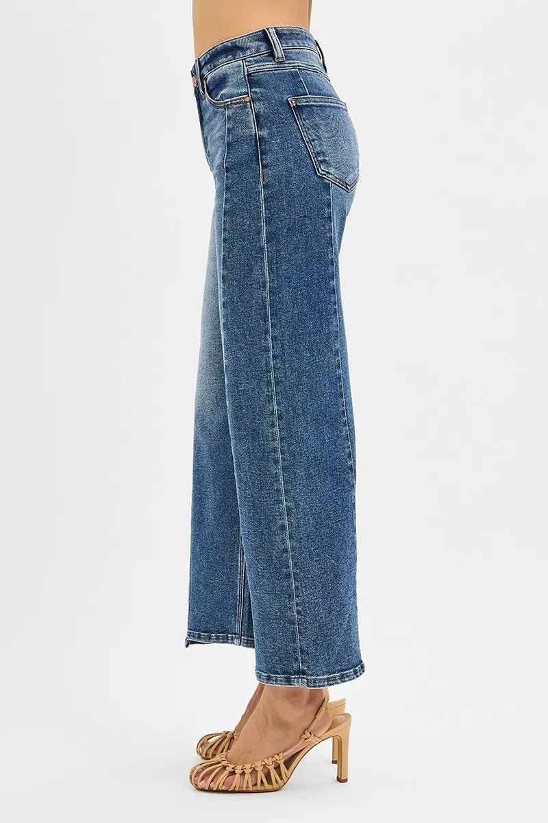 RISEN High Rise Crop Wide Leg Jeans with Step Hem - Blu Lotus Boutique