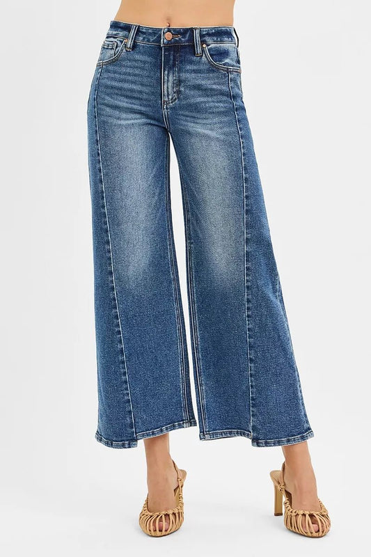 RISEN High Rise Crop Wide Leg Jeans with Step Hem - Blu Lotus Boutique