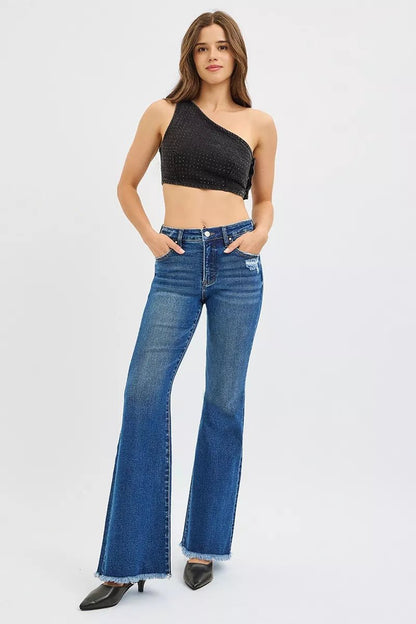 RISEN High Rise Flare Jeans - Blu Lotus Boutique
