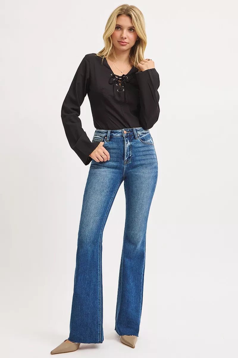 RISEN High Rise Flare Jeans - Blu Lotus Boutique