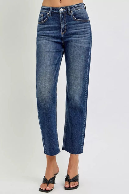 RISEN High Rise Slim Barrel Jeans - Blu Lotus Boutique