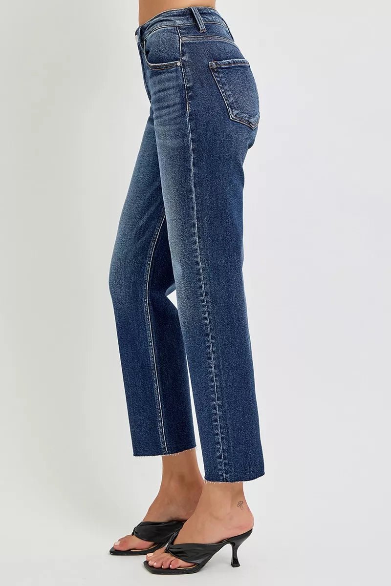 RISEN High Rise Slim Barrel Jeans - Blu Lotus Boutique