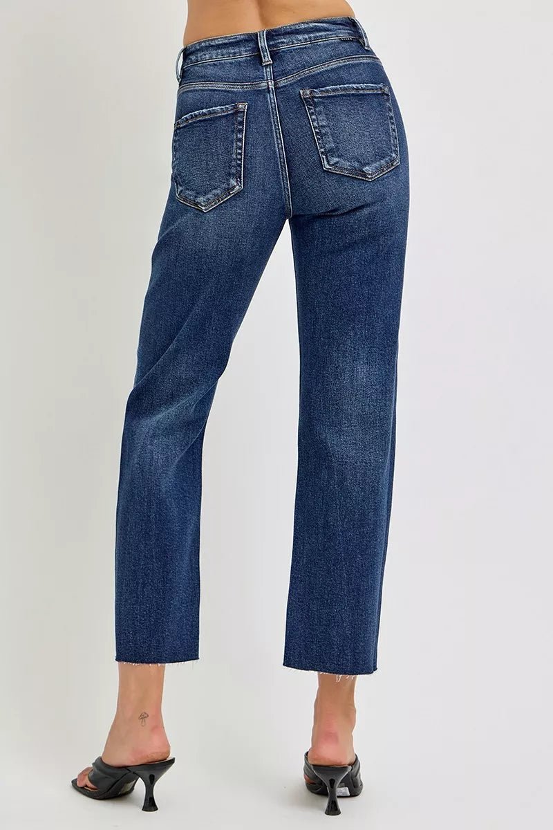 RISEN High Rise Slim Barrel Jeans - Blu Lotus Boutique