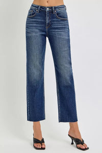 RISEN High Rise Slim Barrel Jeans - Blu Lotus Boutique
