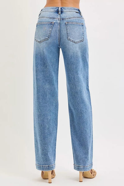 RISEN High Rise Wide Baggy Jeans - Blu Lotus Boutique