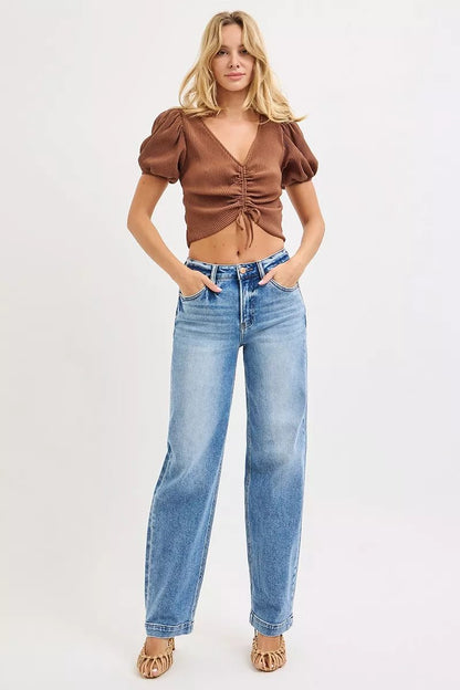 RISEN High Rise Wide Baggy Jeans - Blu Lotus Boutique
