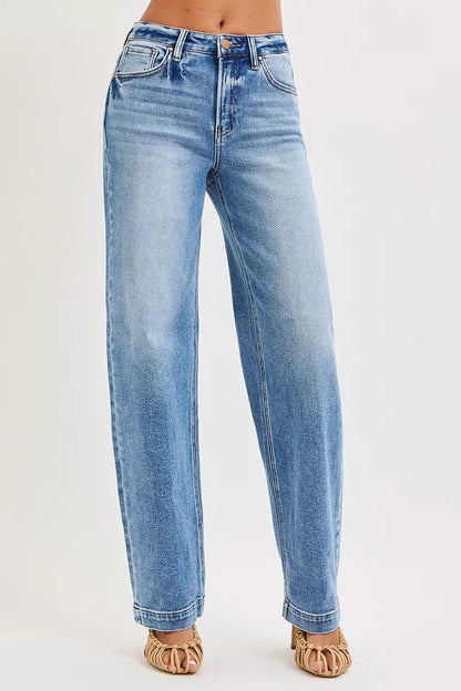 RISEN High Rise Wide Baggy Jeans - Blu Lotus Boutique