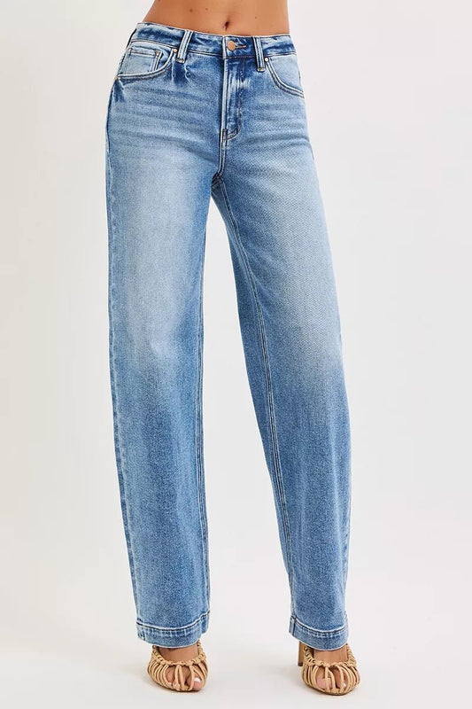 RISEN High Rise Wide Baggy Jeans - Blu Lotus Boutique