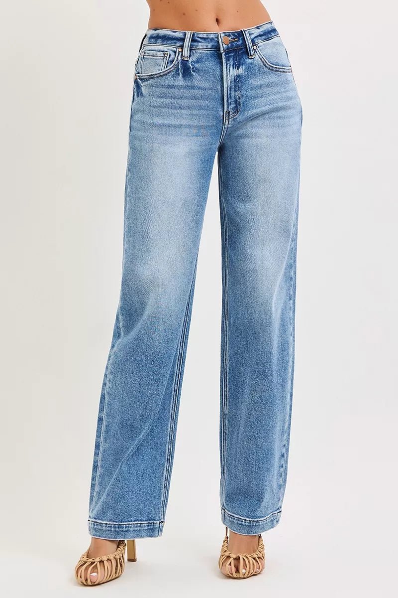 RISEN High Rise Wide Baggy Jeans - Blu Lotus Boutique