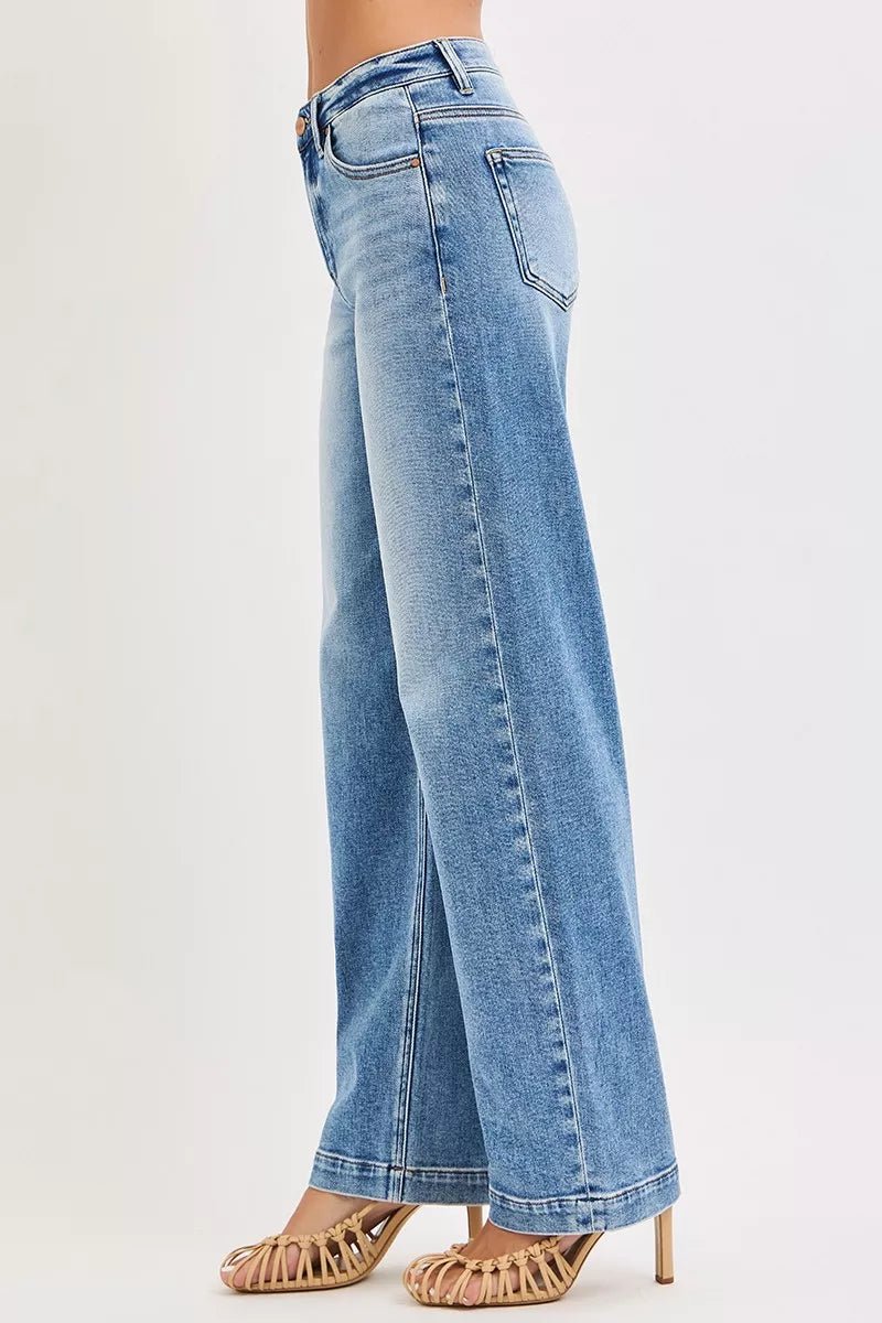RISEN High Rise Wide Baggy Jeans - Blu Lotus Boutique