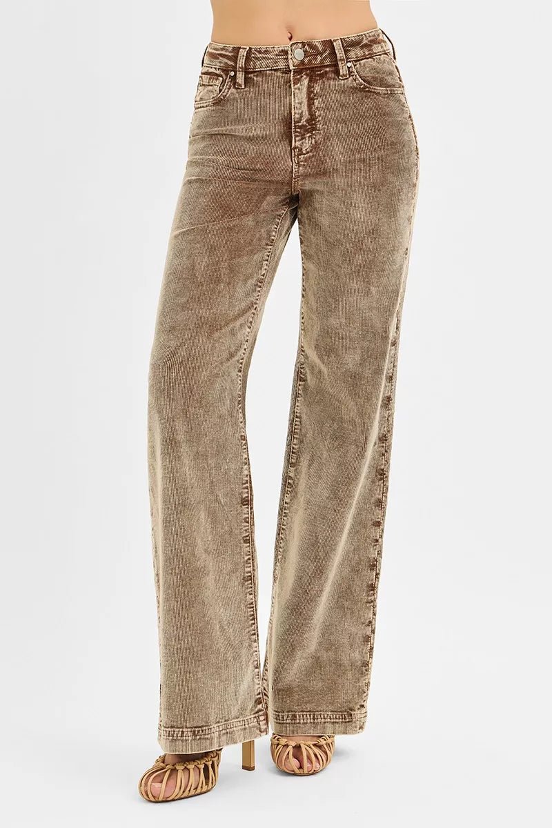 RISEN High Rise Wide Leg Corduroy Jeans - Blu Lotus Boutique