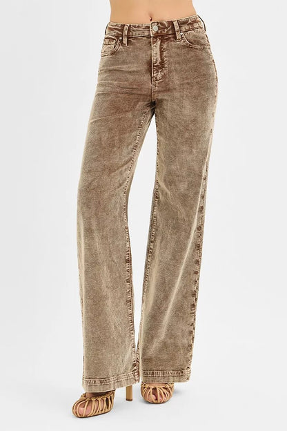 RISEN High Rise Wide Leg Corduroy Jeans - Blu Lotus Boutique