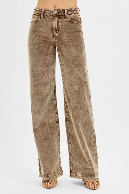 RISEN High Rise Wide Leg Corduroy Jeans - Blu Lotus Boutique