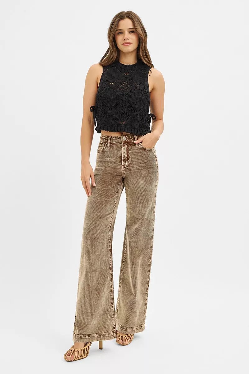 RISEN High Rise Wide Leg Corduroy Jeans - Blu Lotus Boutique