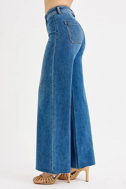 RISEN High - Waisted Wide Leg Jeans - Blu Lotus Boutique
