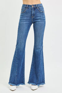RISEN Mid Rise Flare Side Seam Detailing Jeans - Blu Lotus Boutique