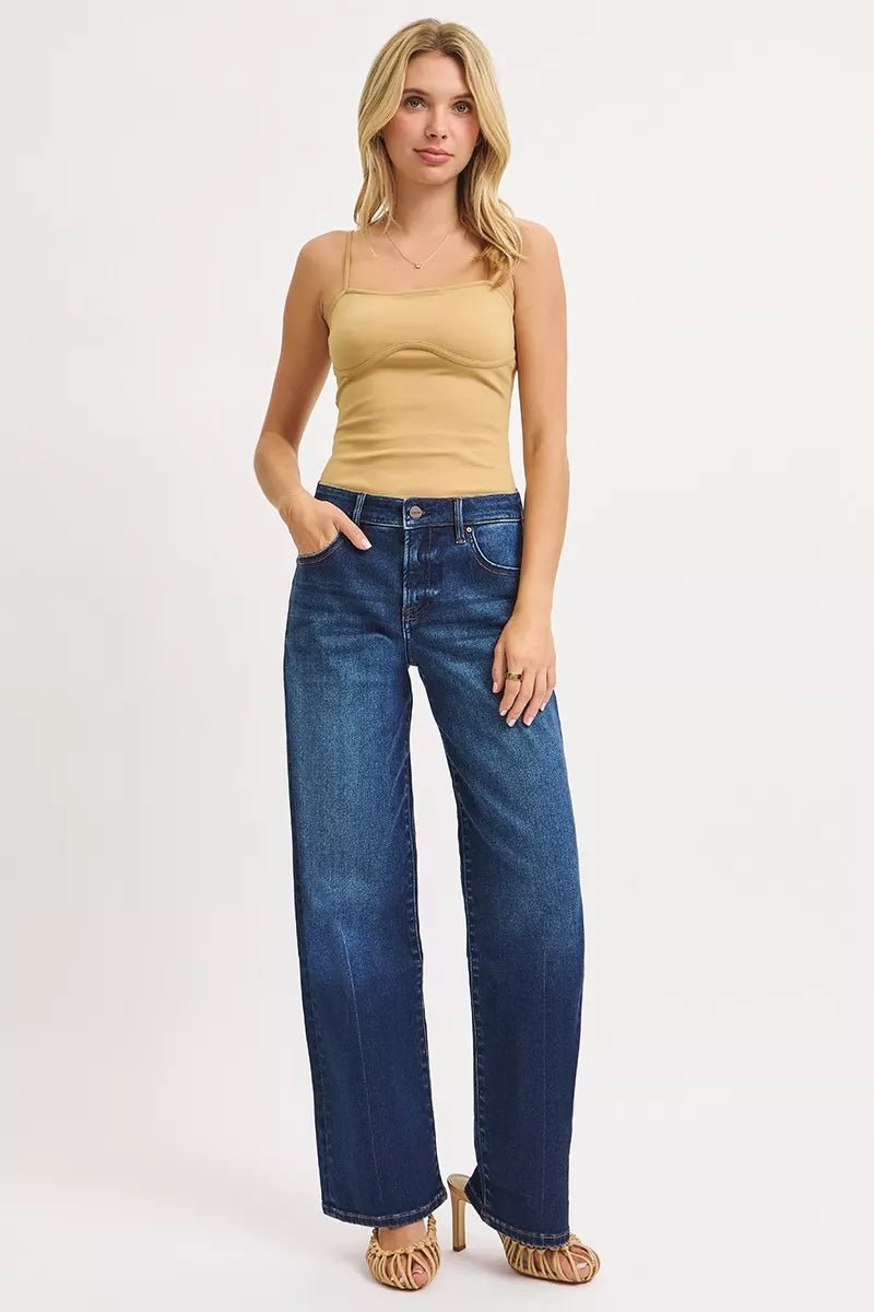 RISEN Mid Rise Wide Baggy Jeans - Blu Lotus Boutique