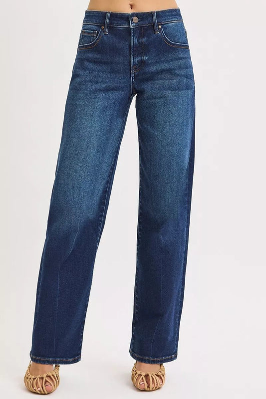 RISEN Mid Rise Wide Baggy Jeans - Blu Lotus Boutique