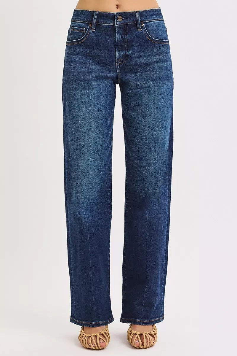 RISEN Mid Rise Wide Baggy Jeans - Blu Lotus Boutique