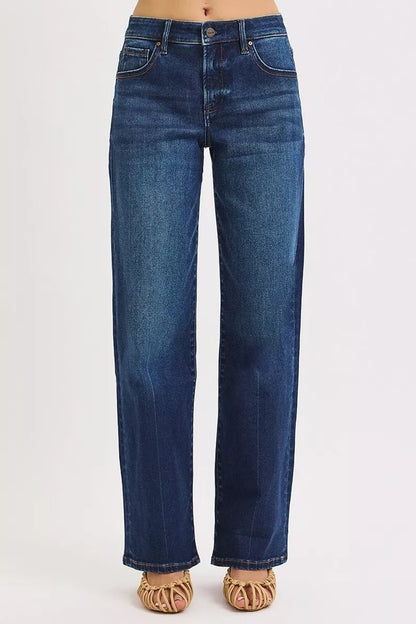 RISEN Mid Rise Wide Baggy Jeans - Blu Lotus Boutique
