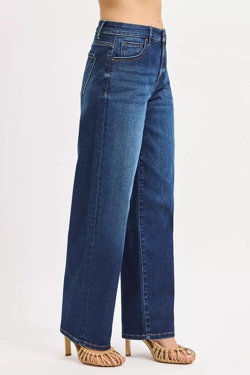 RISEN Mid Rise Wide Baggy Jeans - Blu Lotus Boutique