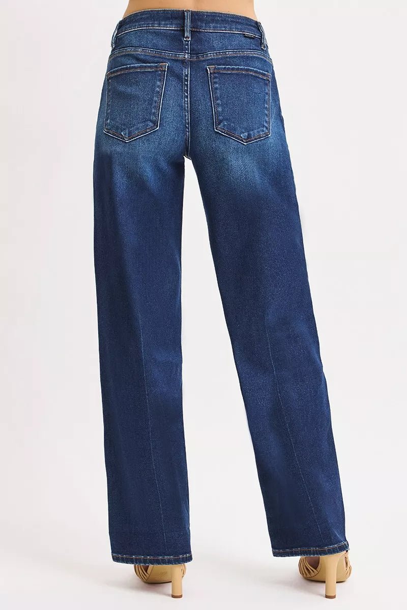RISEN Mid Rise Wide Baggy Jeans - Blu Lotus Boutique