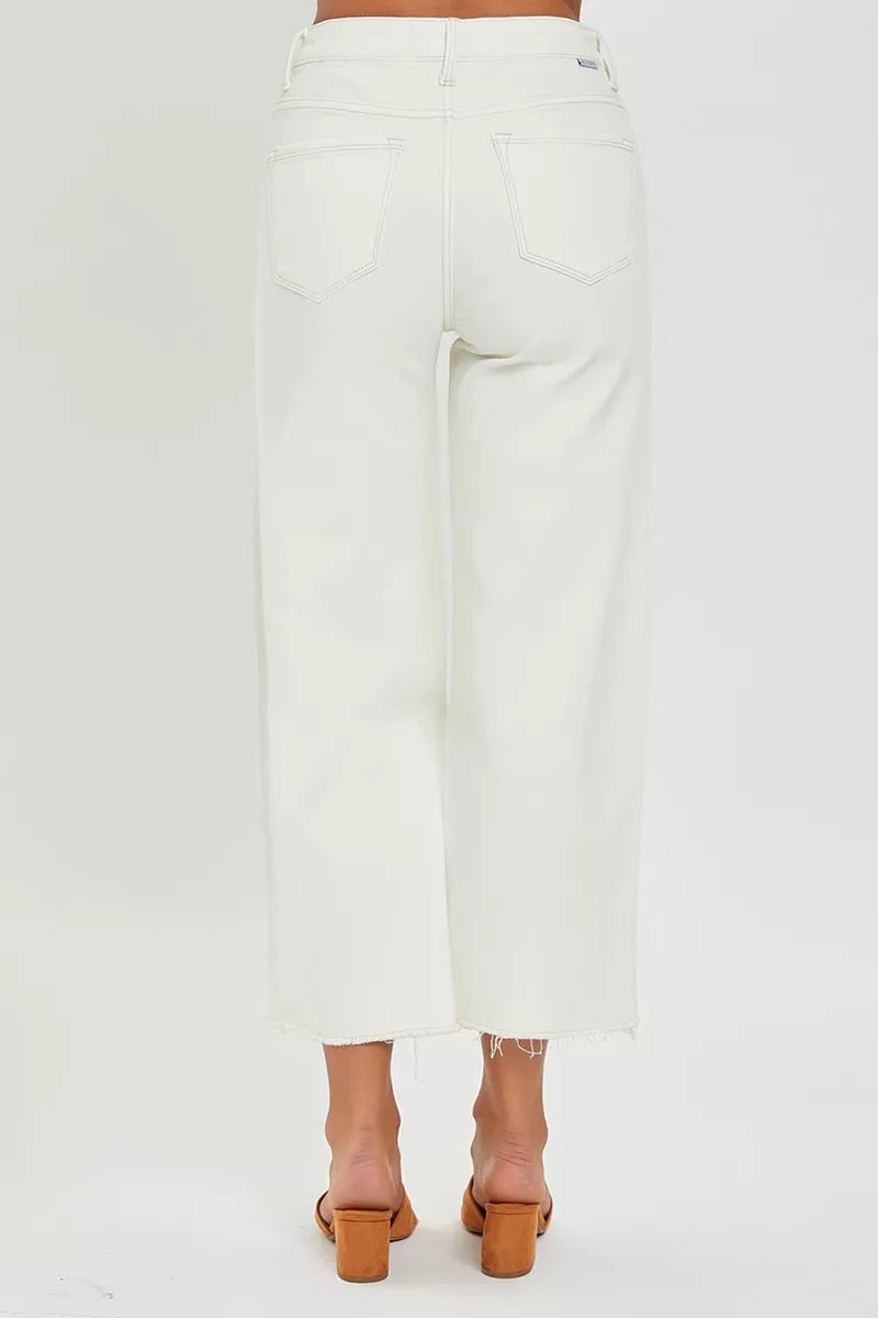 RISEN Tummy Control High Rise Crop Wide Jeans - Blu Lotus Boutique