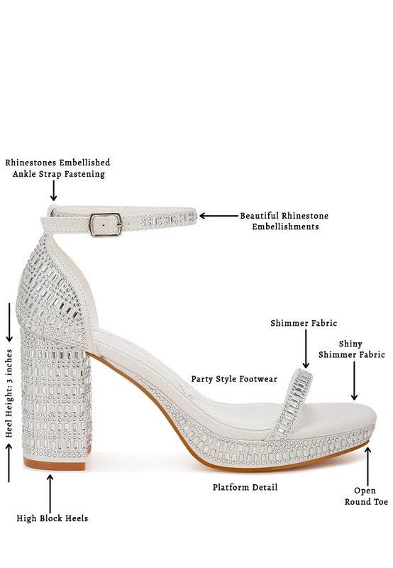 Ronan Rhinestones Embellished Block Sandals - Blu Lotus Boutique