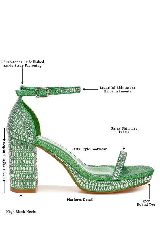 Ronan Rhinestones Embellished Block Sandals - Blu Lotus Boutique