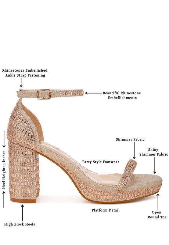 Ronan Rhinestones Embellished Block Sandals - Blu Lotus Boutique