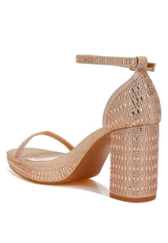 Ronan Rhinestones Embellished Block Sandals - Blu Lotus Boutique