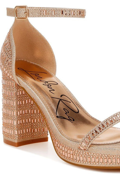 Ronan Rhinestones Embellished Block Sandals - Blu Lotus Boutique
