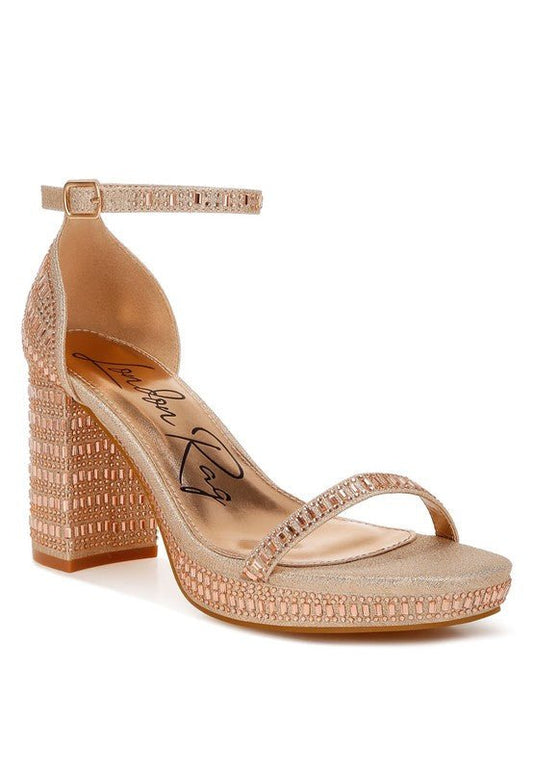 Ronan Rhinestones Embellished Block Sandals - Blu Lotus Boutique