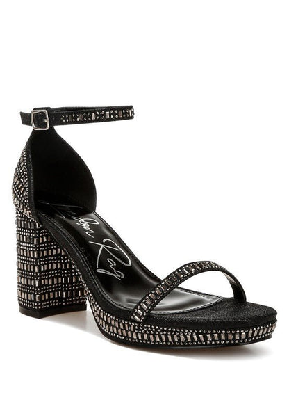Ronan Rhinestones Embellished Block Sandals - Blu Lotus Boutique