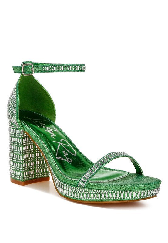 Ronan Rhinestones Embellished Block Sandals - Blu Lotus Boutique