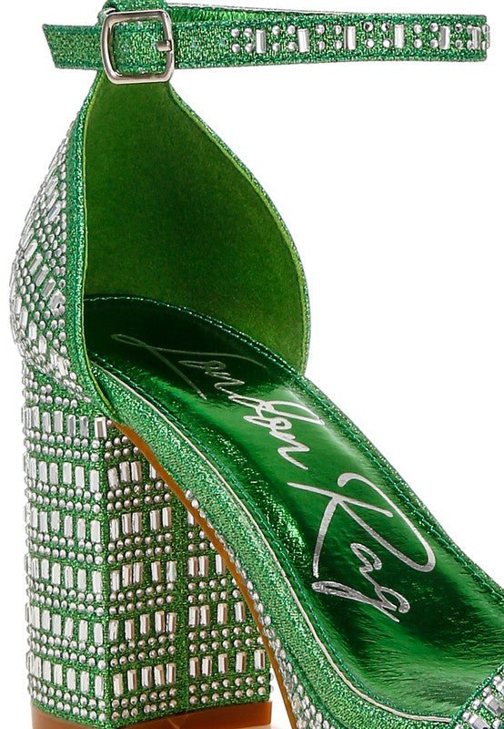 Ronan Rhinestones Embellished Block Sandals - Blu Lotus Boutique