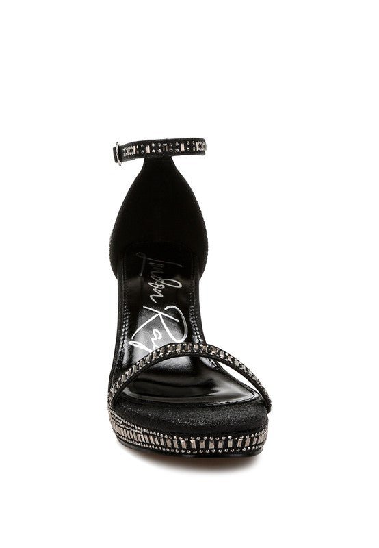 Ronan Rhinestones Embellished Block Sandals - Blu Lotus Boutique