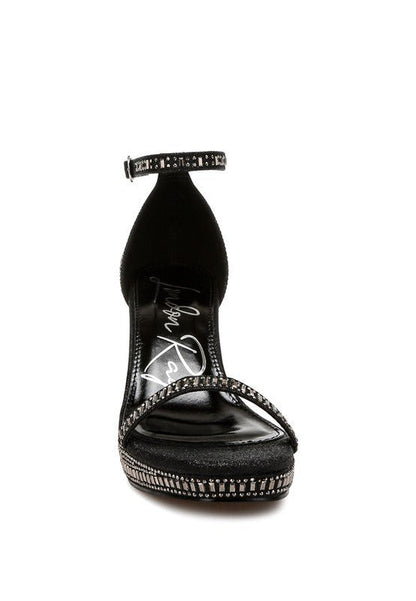 Ronan Rhinestones Embellished Block Sandals - Blu Lotus Boutique