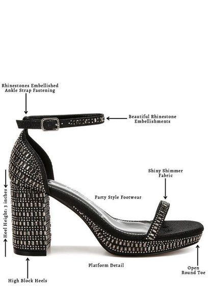 Ronan Rhinestones Embellished Block Sandals - Blu Lotus Boutique