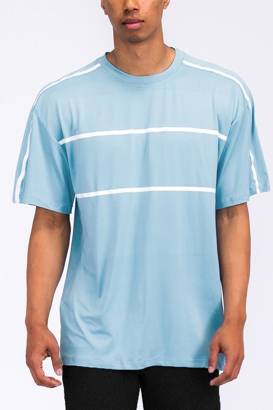 ROUND NECK TAPE STRIPE TSHIRT - Blu Lotus Boutique