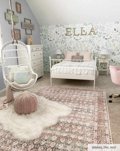 Rust Maligaya Distressed Washable Area Rug - Blu Lotus Boutique