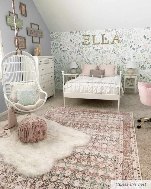 Rust Maligaya Distressed Washable Area Rug - Blu Lotus Boutique